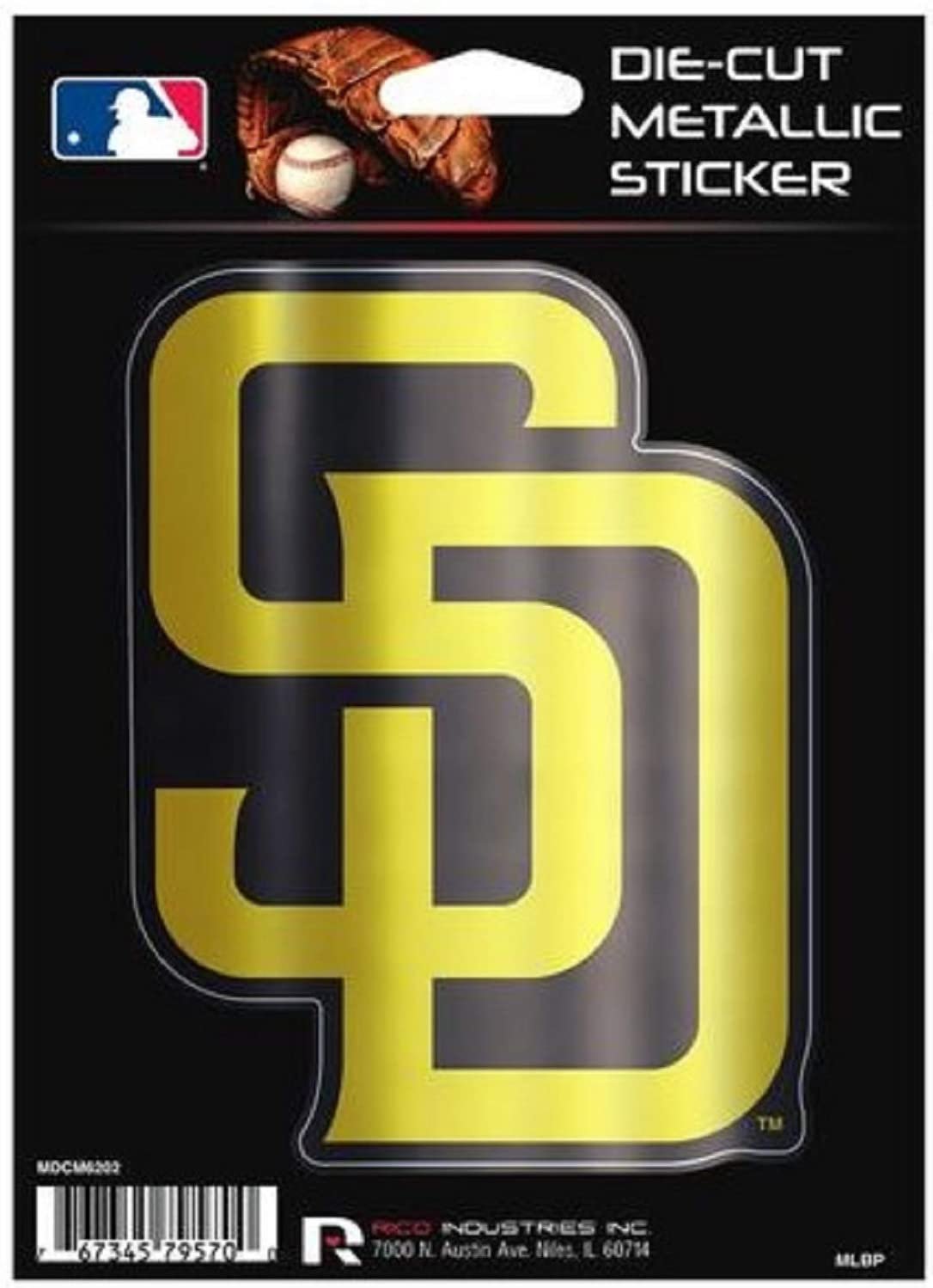 San Diego Padres 5 Inch Die Cut Decal Sticker, Metallic Shimmer Design, Full Adhesive Backing