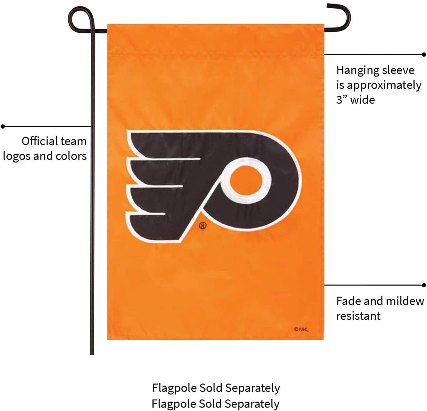 Philadelphia Flyers Premium Garden Flag Banner, Double Sided, Emroidered, 13x18 Inch