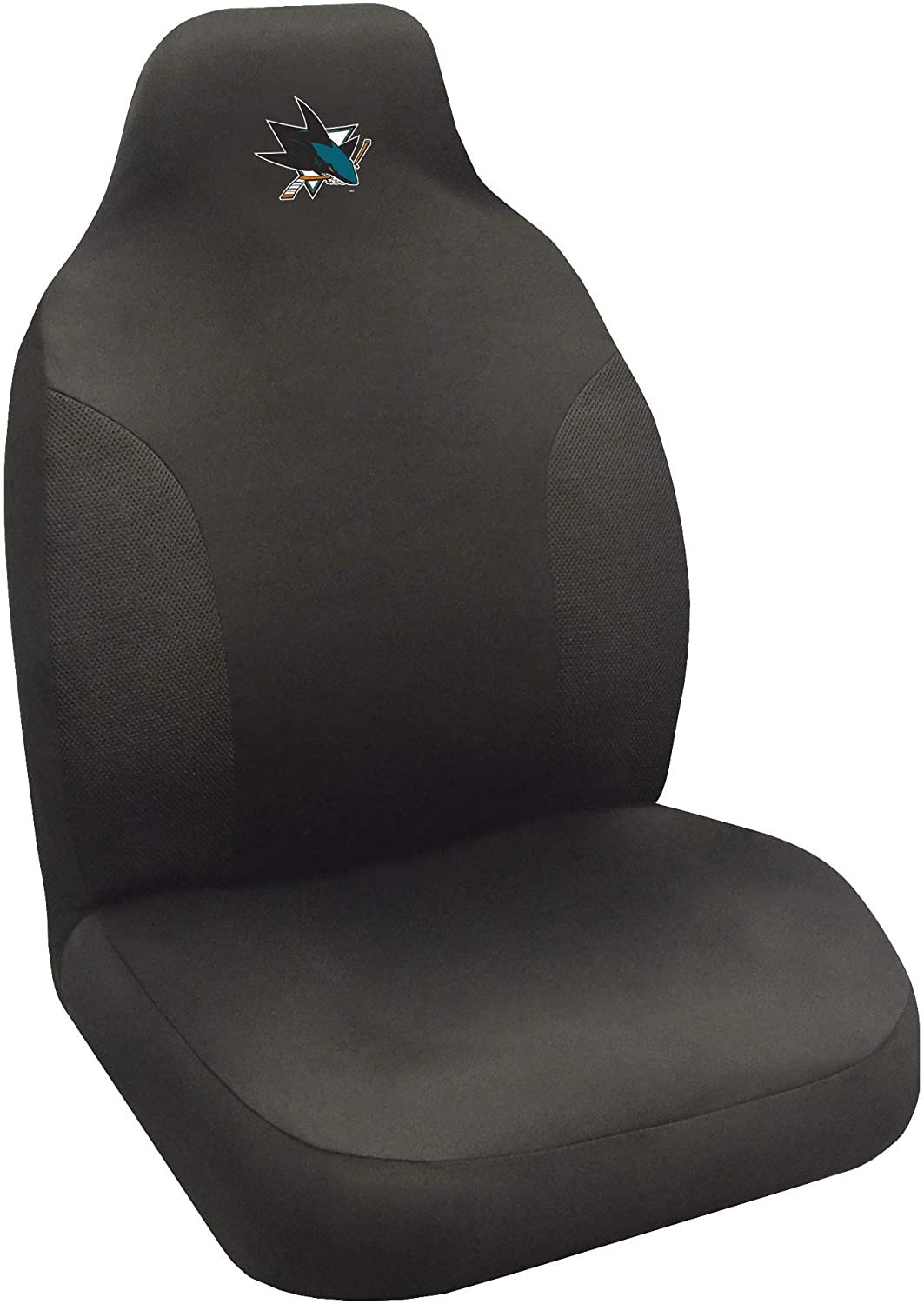 San Jose Sharks Premium Embroidered Black Auto Bucket Seat Cover, 48x20 Inch, Elastic