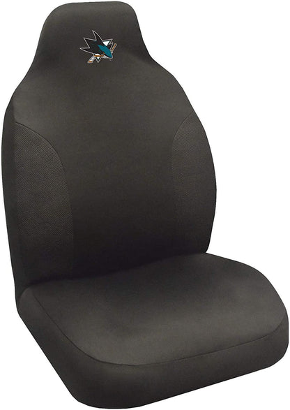 San Jose Sharks Premium Embroidered Black Auto Bucket Seat Cover, 48x20 Inch, Elastic