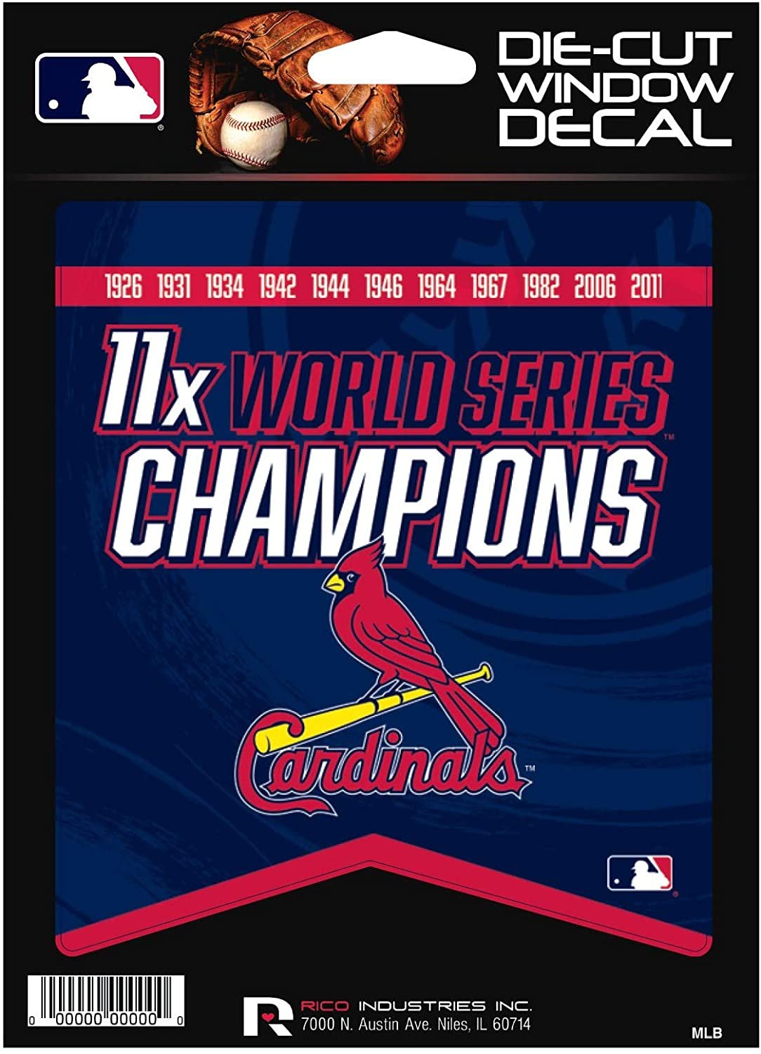 St Louis Cardinals 5" Decal Sticker 11X Time Champions Flat Vinyl Auto Emblem Baseball