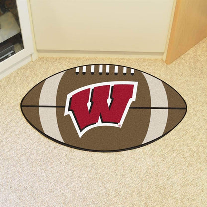 University of Wisconsin Badgers Floor Mat Area Rug, 20x32 Inch, Non-Skid Backing, Football Design