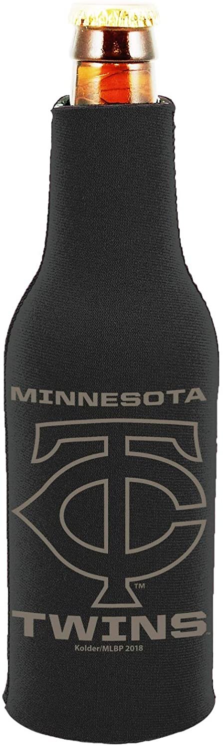 Minnesota Twins 2-Pack Tonal Black Design Zipper Bottle Neoprene Beverage Insulator Holder Baseball