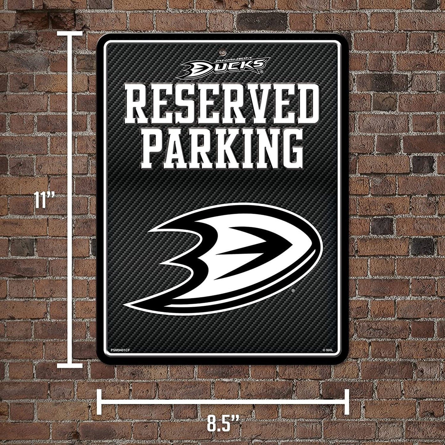 Anaheim Ducks Metal Parking Sign, Carbon Fiber Design 8.5x11 Inch