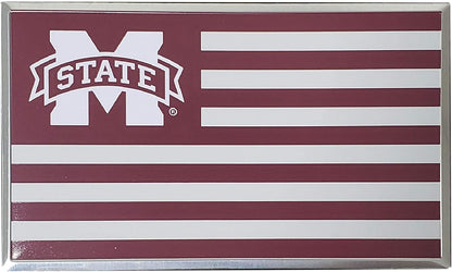 Mississippi State University Bulldogs Color Auto Emblem State Flag Design Aluminum Metal