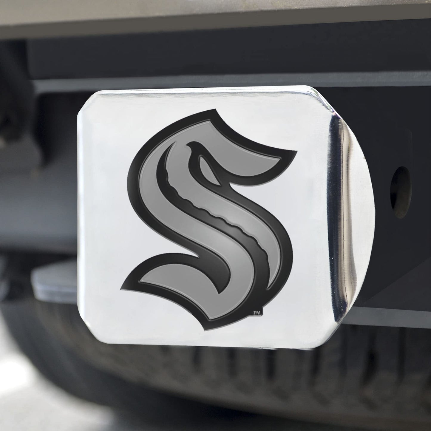 Seattle Kraken Hitch Cover Solid Metal with Raised Chrome Metal Emblem 2" Square Type III