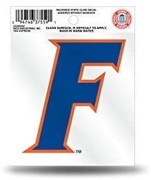 University of Florida Gators 3 Inch Static Cling, F Logo, Full Clear Adhesive Backing, Easy Peel and Stick Application, Removable and Reusable, Officially Licensed, Made in the USA