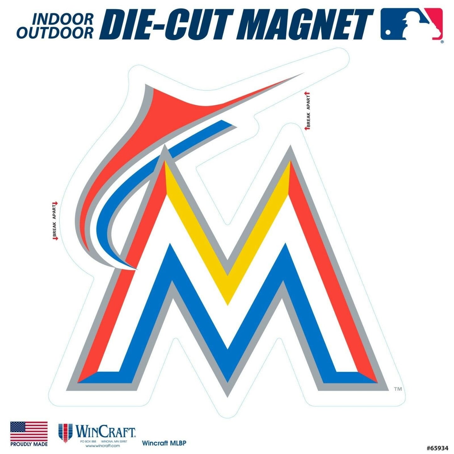 Miami Marlins 6 Inch Logo Magnet Die Cut Vinyl Auto Home Heavy Duty Baseball