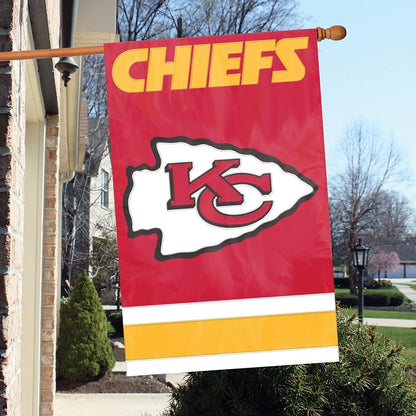 Kansas City Chiefs Premium Double Sided Banner Flag Applique Embroidered 28x44 Inches