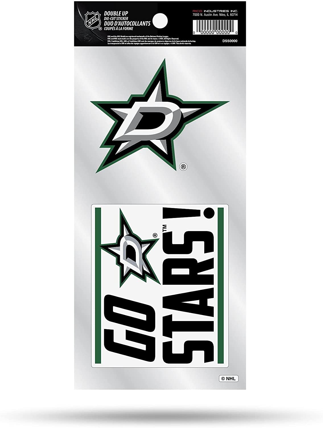 Dallas Stars 2-Piece Double Up Die Cut Sticker Decal Sheet, 4x8 Inch