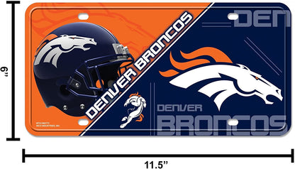 Denver Broncos Metal Tag License Plate Split Design 12x6 Inch