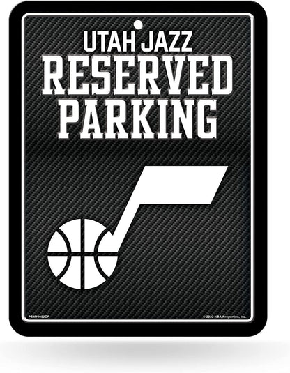 Utah Jazz Metal Parking Novelty Wall Sign 8.5 x 11 Inch Carbon Fiber Design