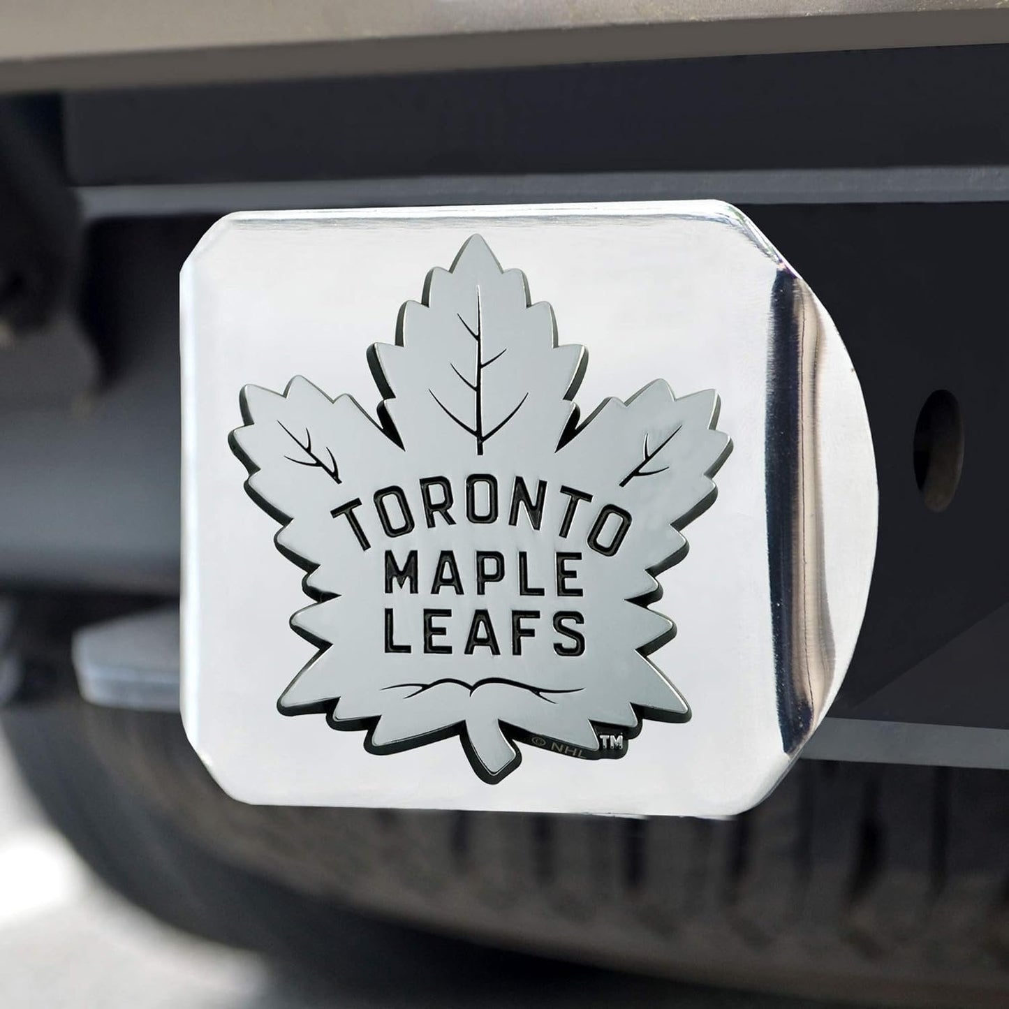 Toronto Maple Leafs Hitch Cover Solid Metal with Raised Chrome Metal Emblem 2" Square Type III