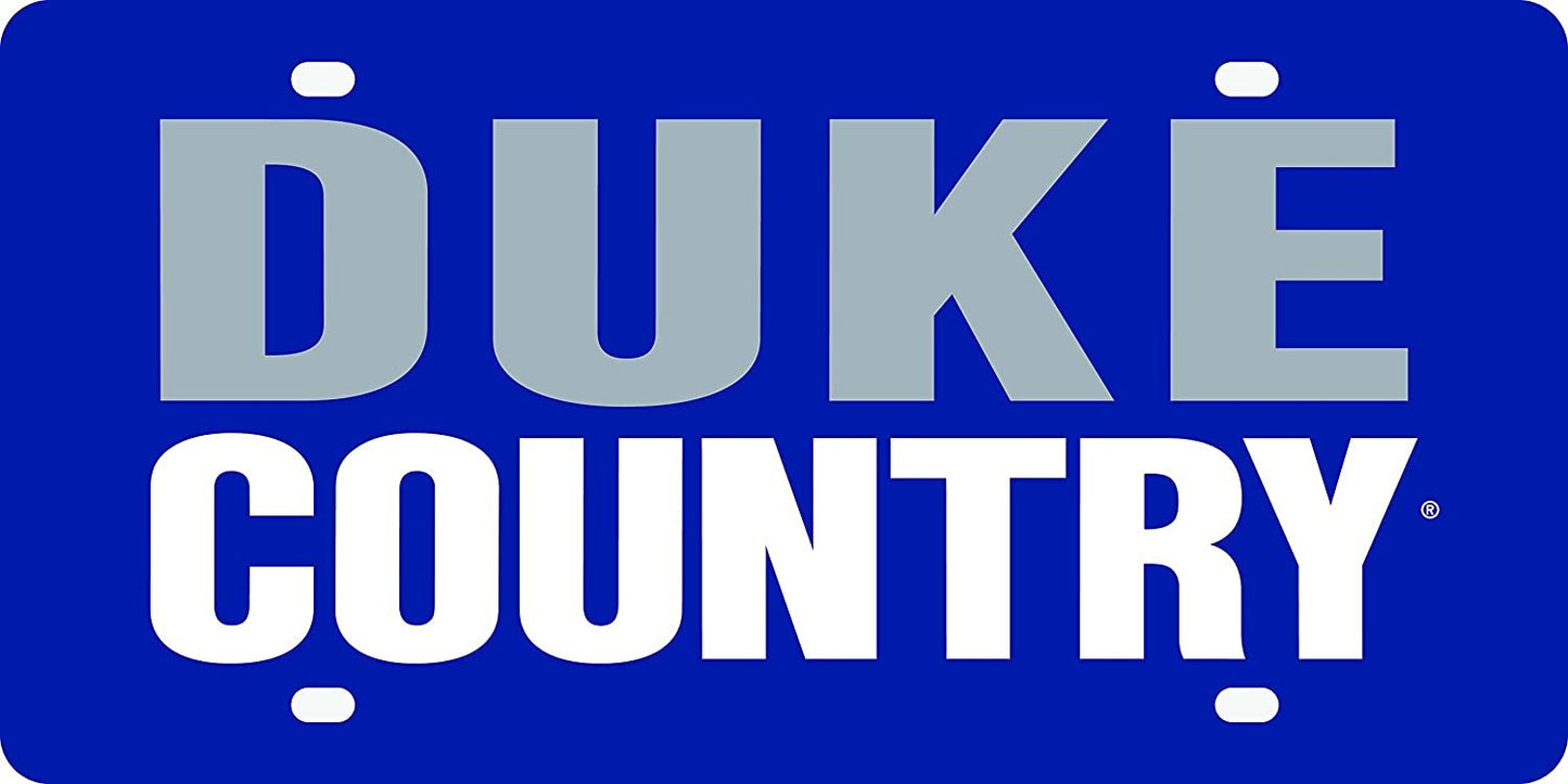 Duke University Blue Devils Premium Laser Cut Tag License Plate, Mirrored Acrylic, Inlaid, Country Design, 12x6 Inch