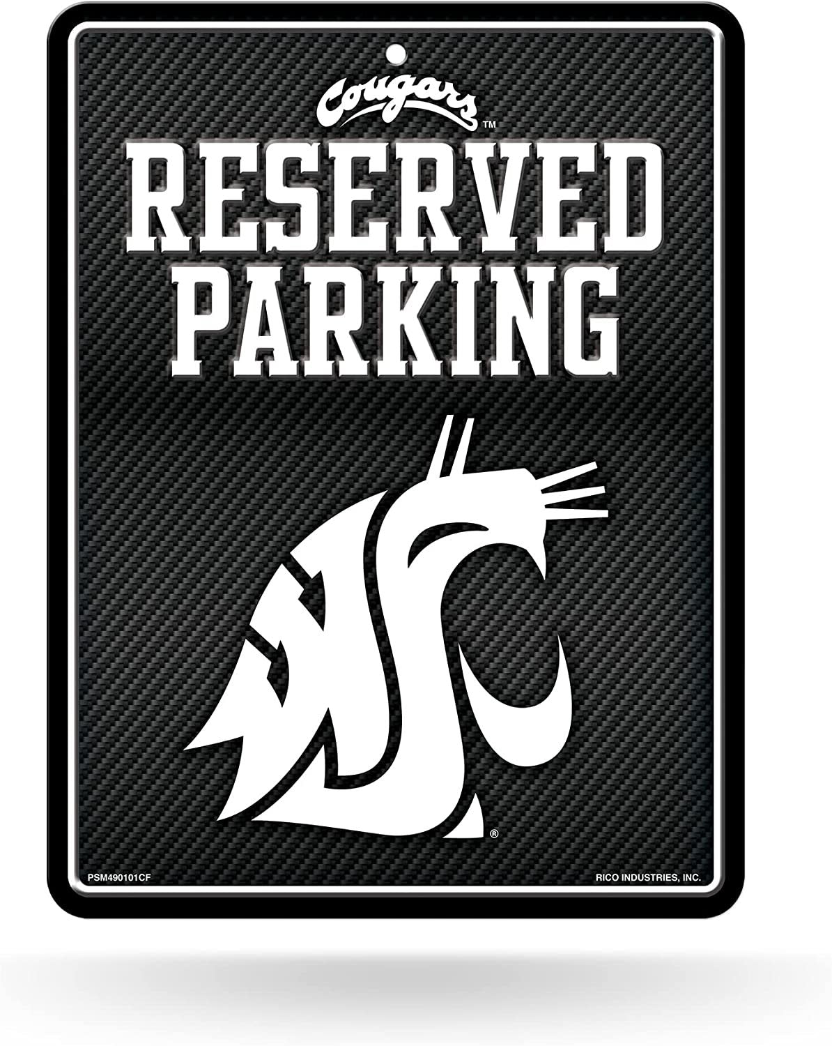 Washington State University Cougars Metal Parking Novelty Wall Sign 8.5 x 11 Inch Carbon Fiber Design