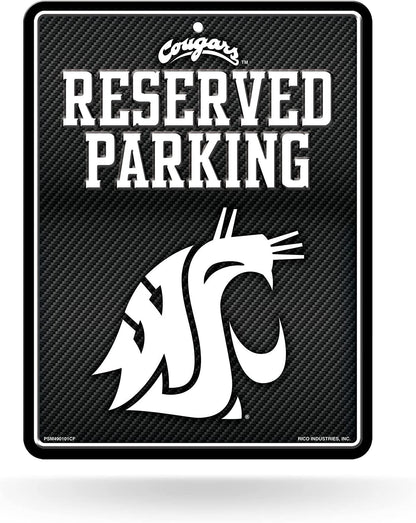 Washington State University Cougars Metal Parking Novelty Wall Sign 8.5 x 11 Inch Carbon Fiber Design