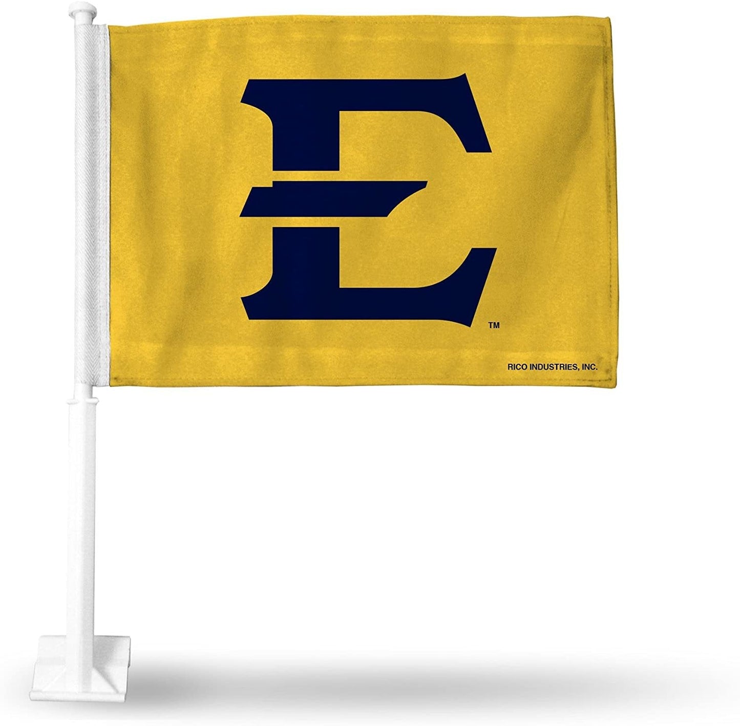 East Tennessee State University Buccaneers Premium Double Sided Car Flag Banner, Includes Plastic Display Pole