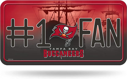 Tampa Bay Buccaneers Metal Auto Tag License Plate, #1 Fan Pirate Ship Design, 12x6 Inch