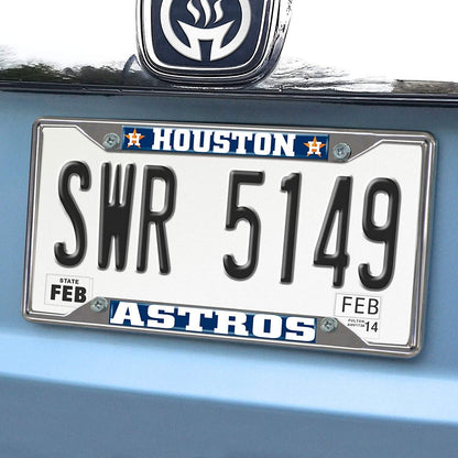Houston Astros Metal License Plate Frame Tag Cover Chrome 6x12 Inch