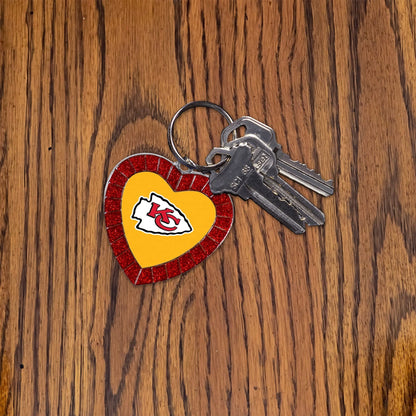 Pittsburgh Penguins Metal Keychain, Team Color Rhinestone Heart