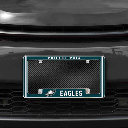 Philadelphia Eagles Metal License Plate Frame Chrome Tag Cover Alternate Design 6x12 Inch