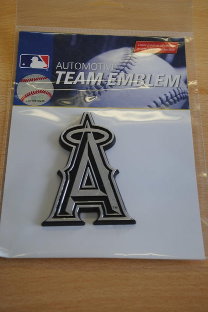 Los Angeles Angels Auto Emblem, Silver Chrome Color, Raised Molded Plastic, Adhesive Tape Backing
