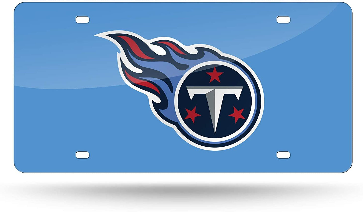 Tennessee Titans Premium Laser Cut Tag License Plate, Mirrored Acrylic Inlaid, 12x6 Inch, Blue