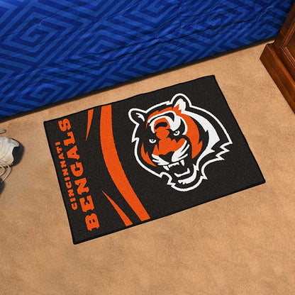 Cincinnati Bengals Floor Mat Area Rug, 20x30 Inch, Nylon, Anti-Skid Backing, Mascot Logo