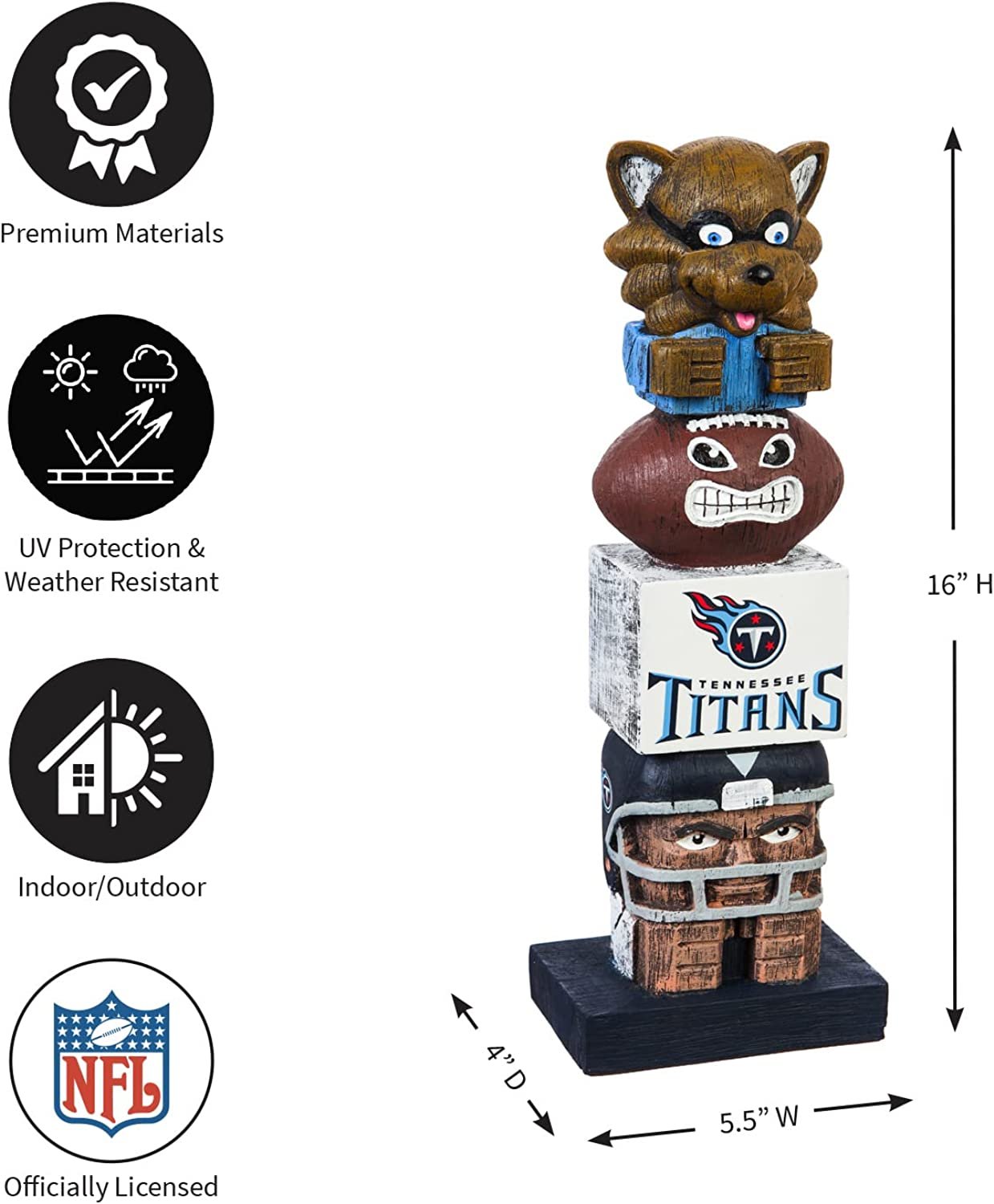 Tennessee Titans 16 Inch Tiki Totem Garden Statue Resin Outdoor Decoration