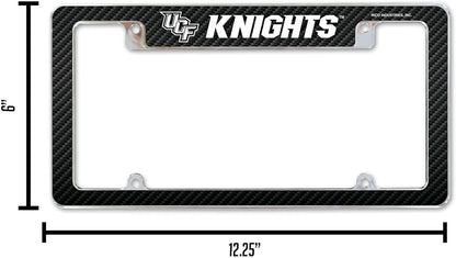 University of Central Florida Knights Metal License Plate Frame Chrome Tag Cover, 12x6 Inch, Carbon Fiber Design