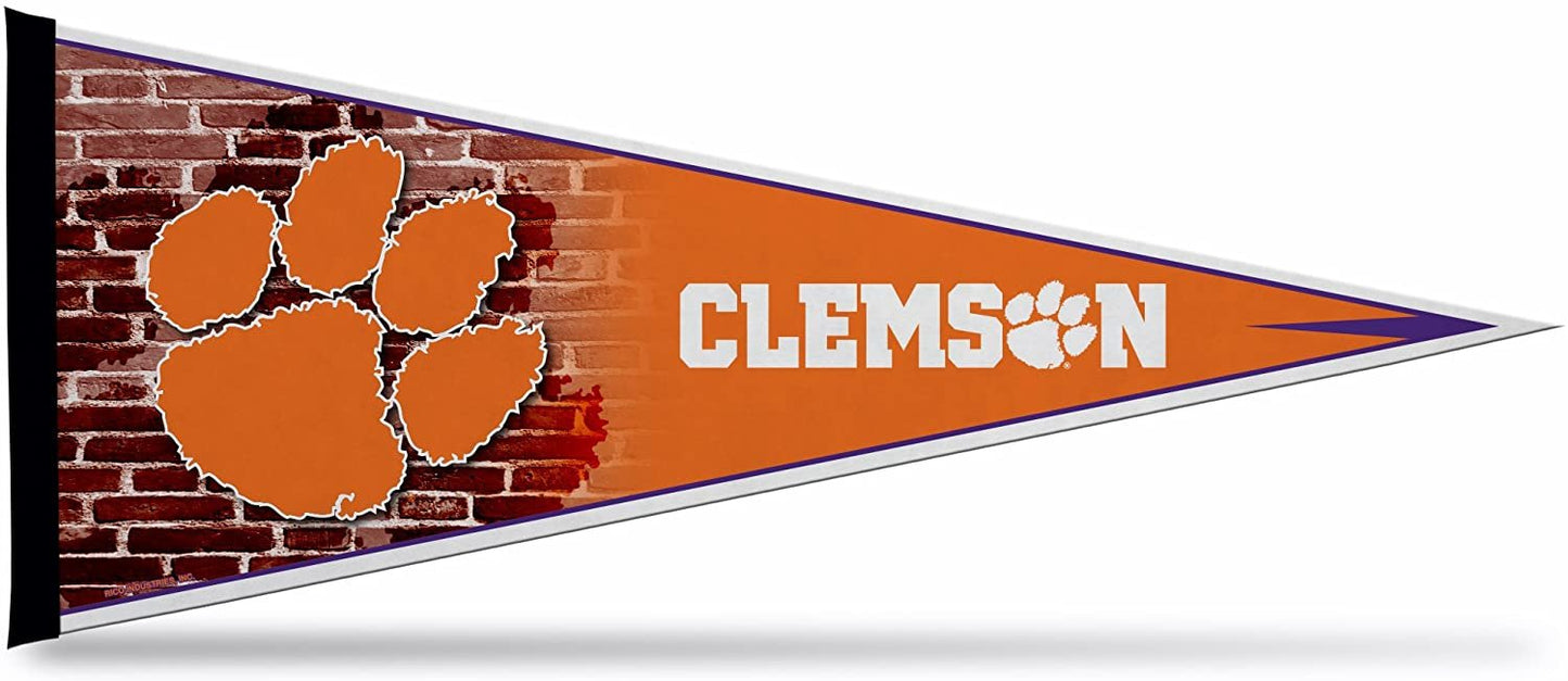 Clemson University Tigers Soft Felt Pennant, Primary Design, 12x30 Inch, Easy To Hang