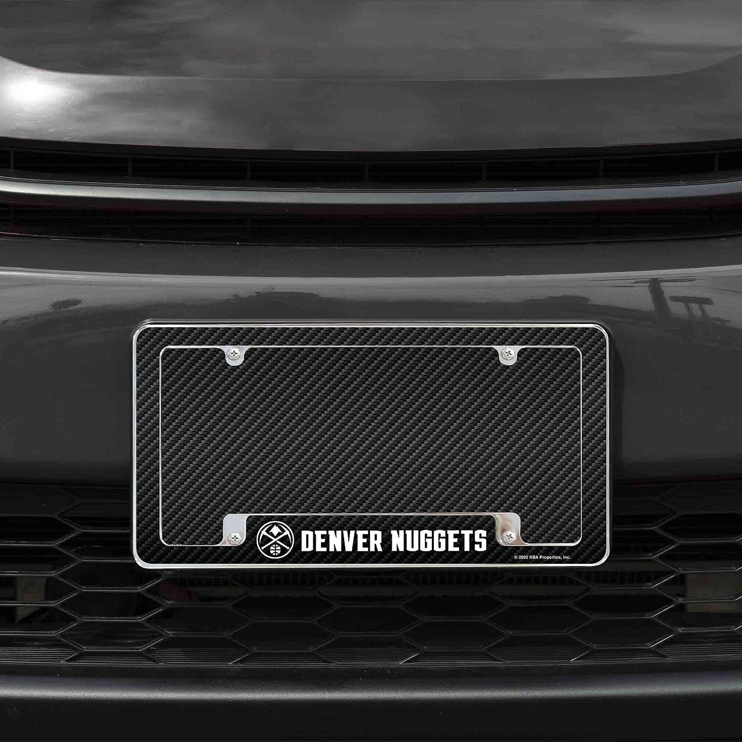 Denver Nuggets Premium Metal License Plate Frame Tag Cover, Carbon Fiber Design, 6x12 Inch
