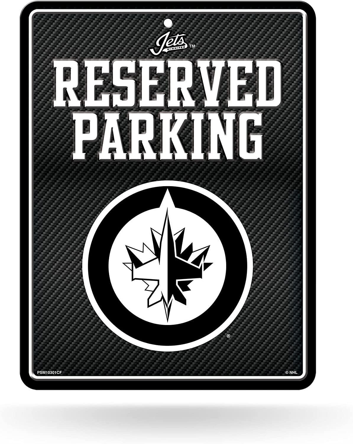 Winnipeg Jets Metal Parking Novelty Wall Sign 8.5 x 11 Inch Carbon Fiber Design