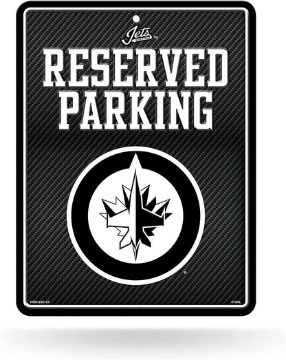 Winnipeg Jets Metal Parking Novelty Wall Sign 8.5 x 11 Inch Carbon Fiber Design