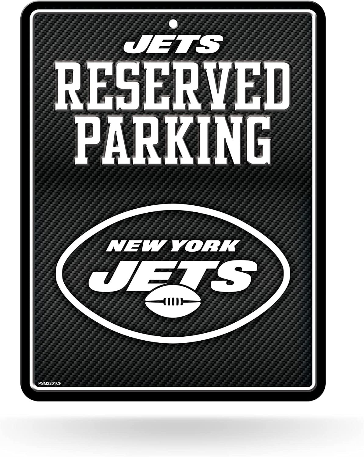 New York Jets Metal Parking Novelty Wall Sign 8.5 x 11 Inch Carbon Fiber Design