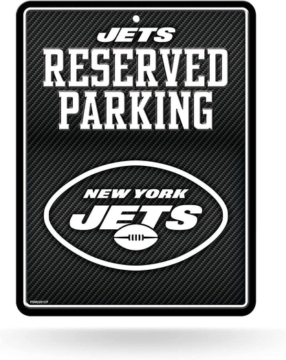 New York Jets Metal Parking Novelty Wall Sign 8.5 x 11 Inch Carbon Fiber Design