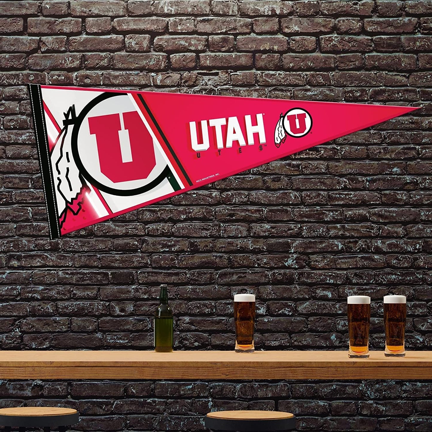 University of Utah Utes Soft Felt Pennant, Primary Design, 12x30 Inch, Easy To Hang