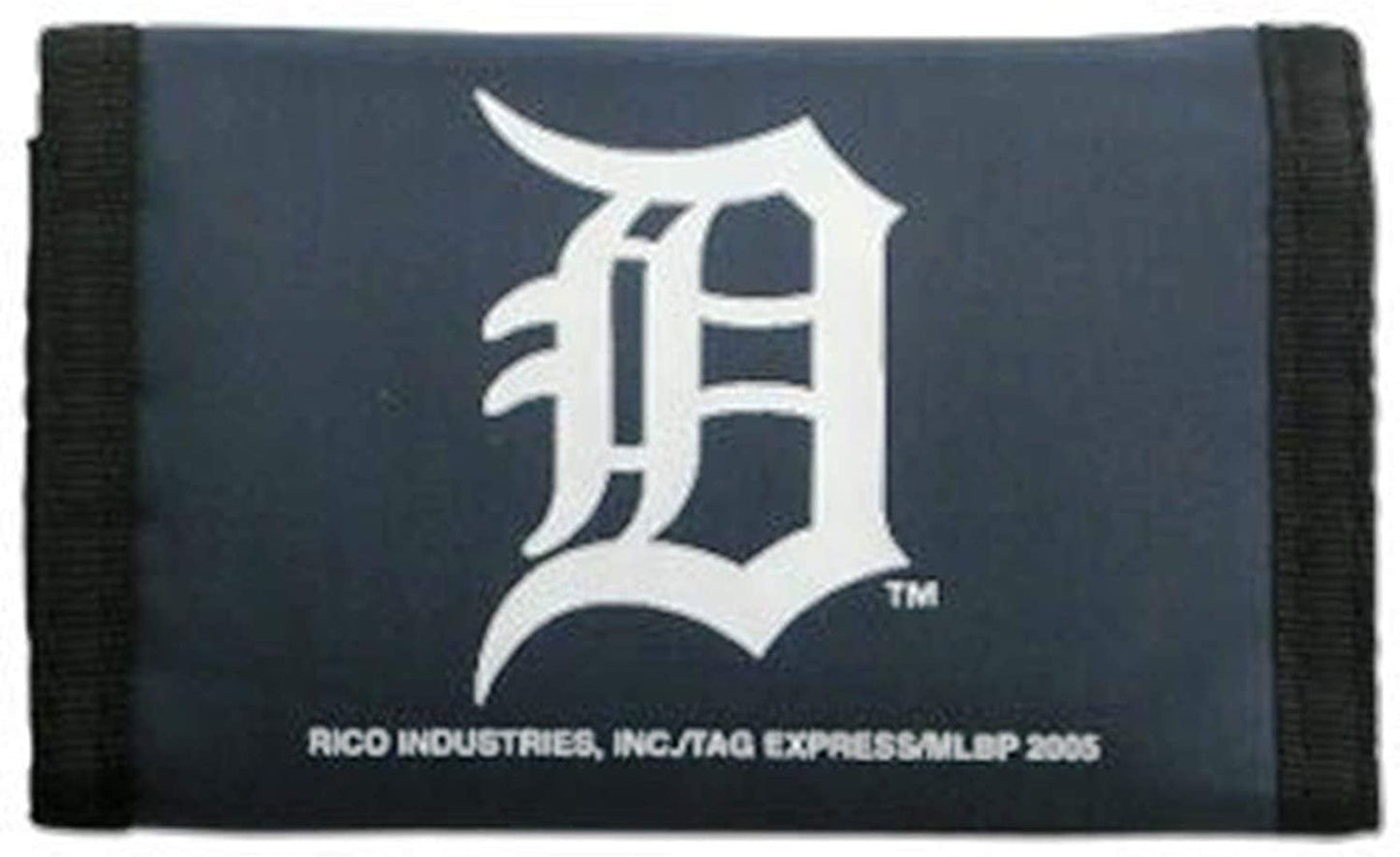 Detroit Tigers Nylon Trifold Wallet Deluxe Printed with Hook & Loop Closure Baseball