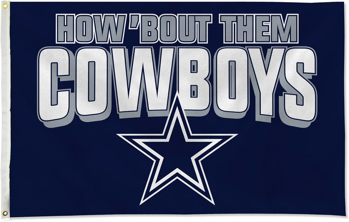 Dallas Cowboys 3x5 Feet Flag Banner, Team Slogan, Metal Grommets, Single Sided, Indoor or Outdoor Use