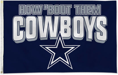 Dallas Cowboys 3x5 Feet Flag Banner, Team Slogan, Metal Grommets, Single Sided, Indoor or Outdoor Use