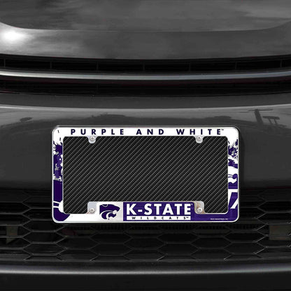 Kansas State University Wildcats Metal License Plate Frame Tag Cover All Over Design 12x6 Inch