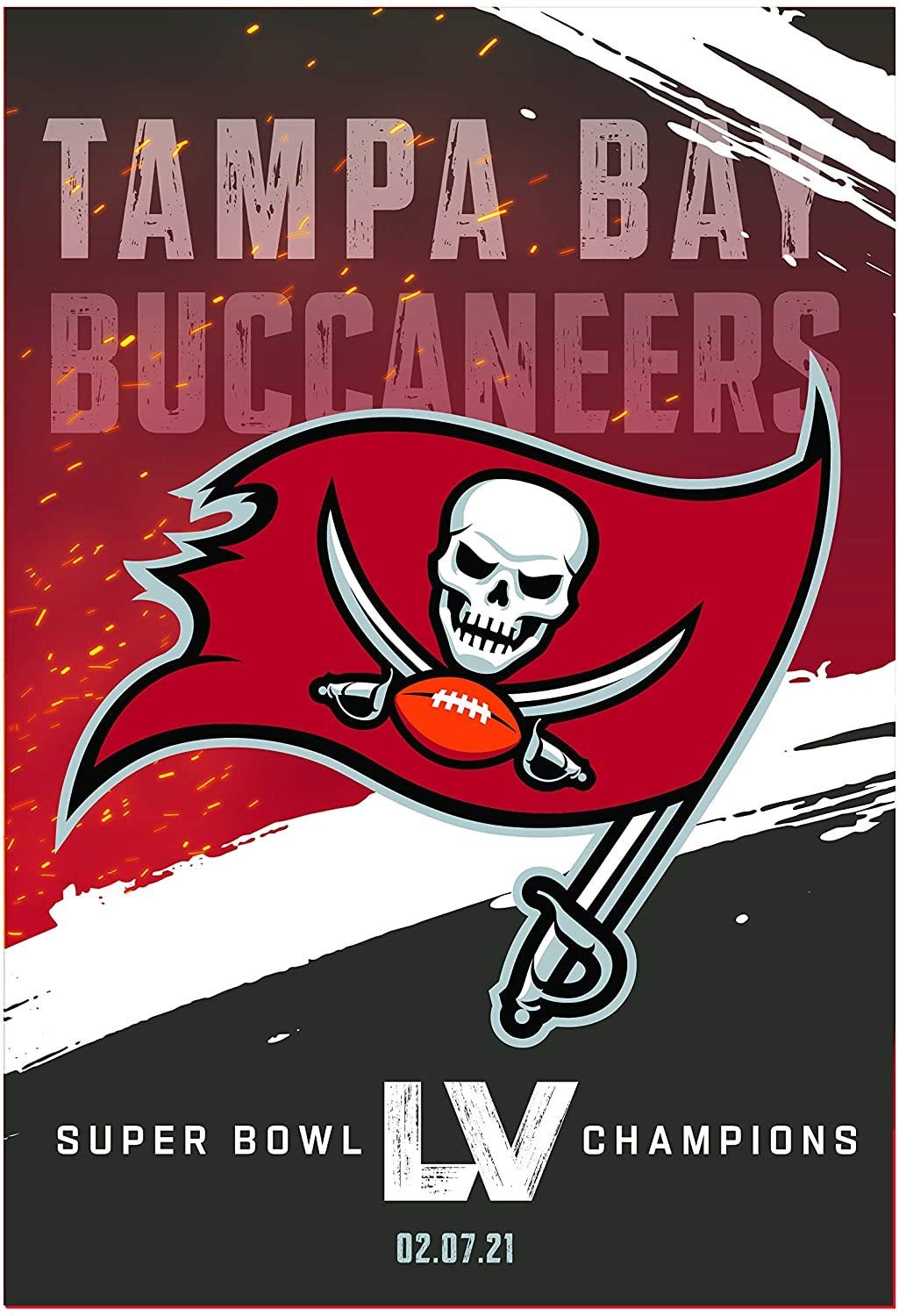 Tampa Bay Buccaneers Super Bowl LV Champions Banner Flag Premium 2-sided 28x44 Outdoor House