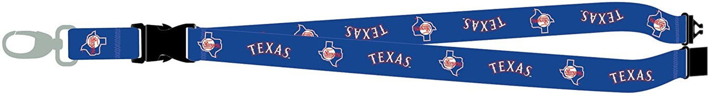Texas Rangers Lanyard Keychain Double Sided Breakaway Safety Design, Retro Logo, Adult 26 Inch
