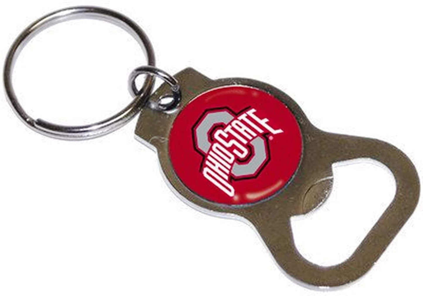 Ohio State University Buckeyes Premium Solid Metal Bottle Opener Keychain, Silver Key Ring, Team Logo