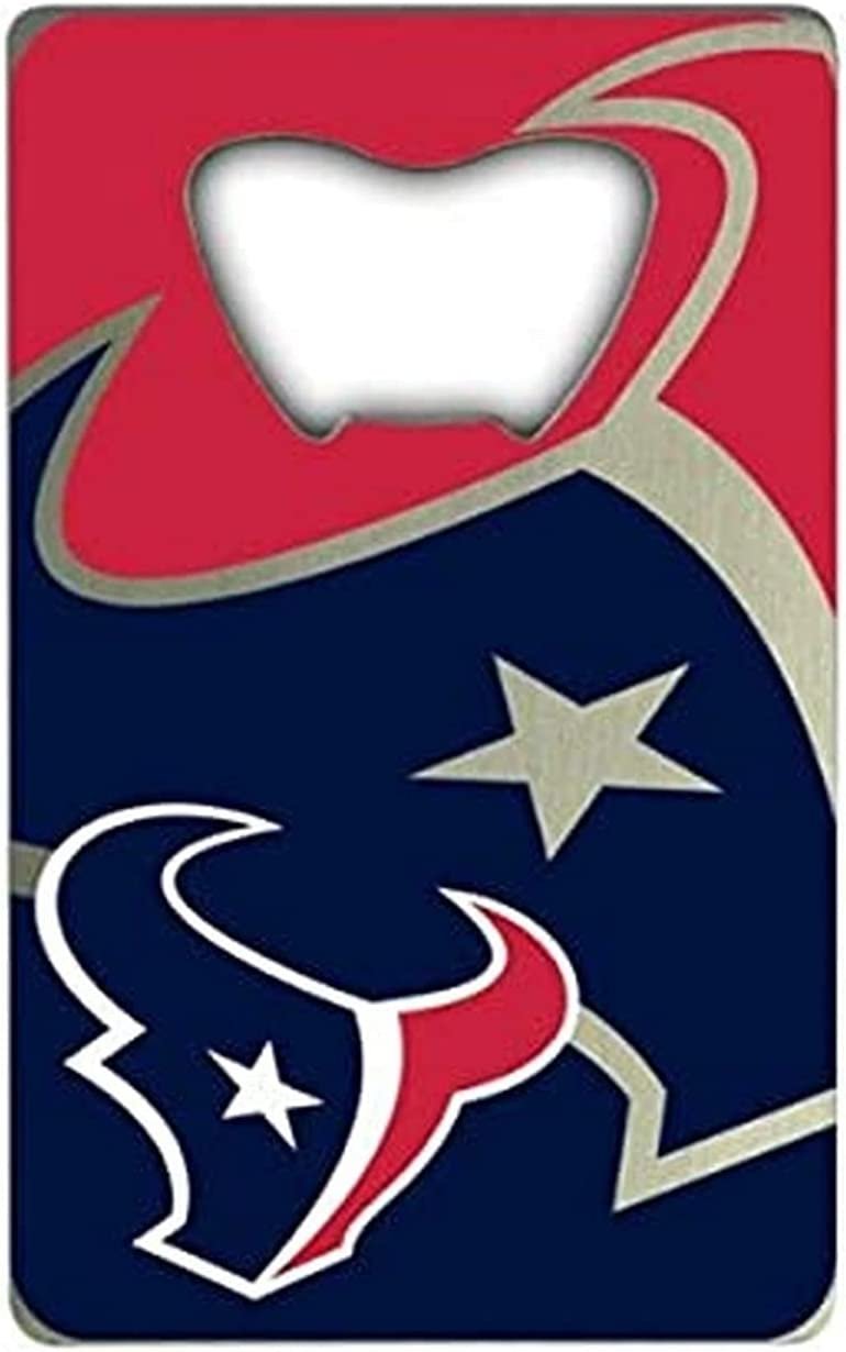 Houston Texans Heavy Duty Metal Bottle Opener Credit Card Size 2 x 3.25 Inch