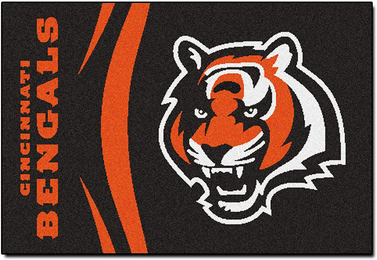 Cincinnati Bengals Floor Mat Area Rug, 20x30 Inch, Nylon, Anti-Skid Backing, Mascot Logo