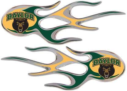 Baylor University Bears Pair of Decal Sticker Emblem, Air Puffed Raised, Micro Flame Design, Full Adhesive Backing, 2x5 Inch Each