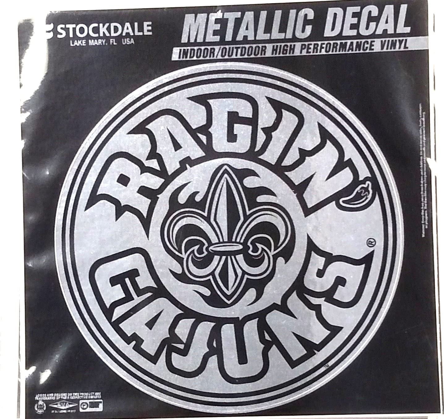 University of Louisiana Lafayette Ragin Cajuns 6 Inch Decal Sticker, Metallic Chrome Shimmer Design