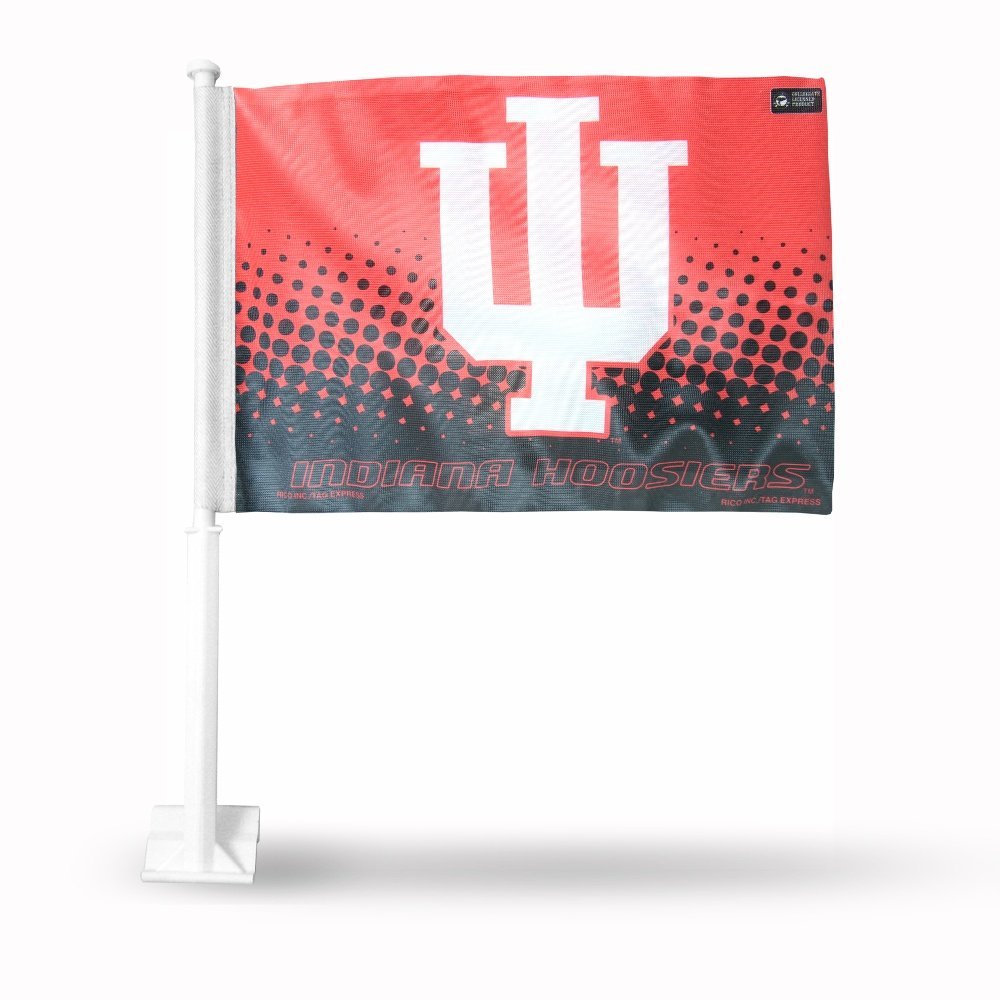 Indiana University Hoosiers Premium Double Sided Car Flag Banner with included Plastic Display Pole