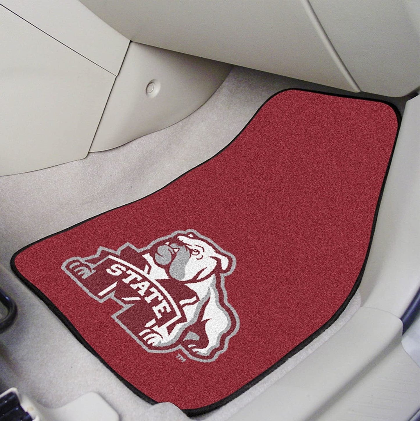 Mississippi State University Bulldogs Front Floor Mats, Carpet Car Set, 18x27 Inch, Nylon, Set of 2